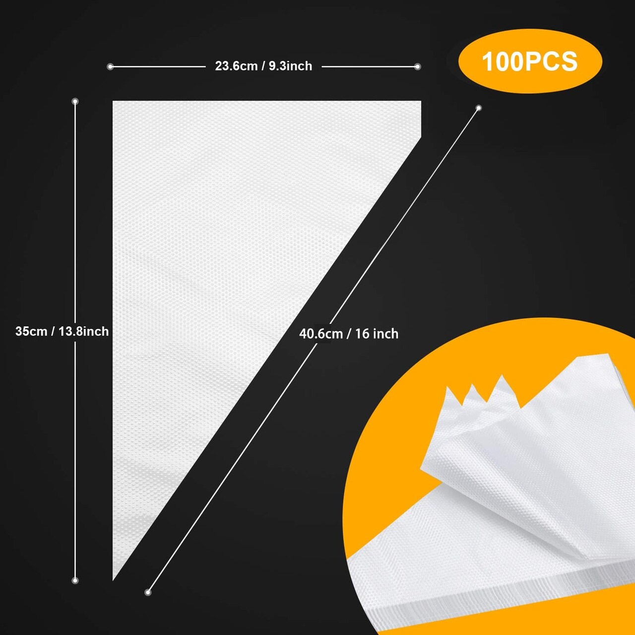 100 Pieces & 16 Inches Tipless Piping Bags, Extra Thick Pastry Bags Disposable, Non-Slip Icing Piping Bags Disposable Design, Cake Decorating Bags Easy to Squeeze the Icing Cream.